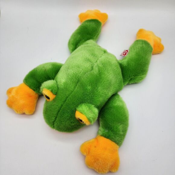 Ty Beanie Buddy Smoochy Frog Plush 12" Hard Eyes Green Stuffed Animal Toy 1998 - Picture 1 of 10